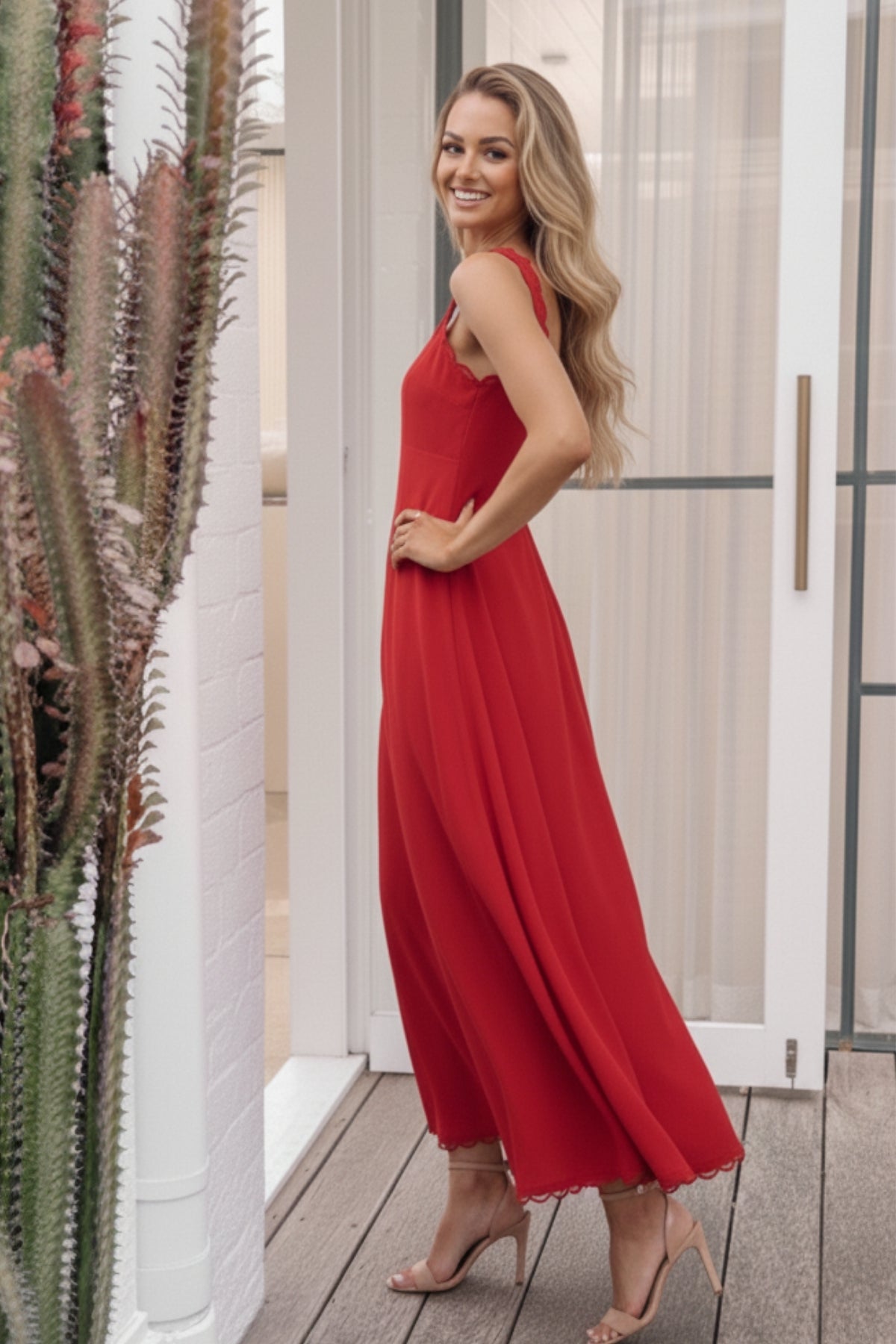 Evelisse Red Dress | Women's Cotton Maxi Dress