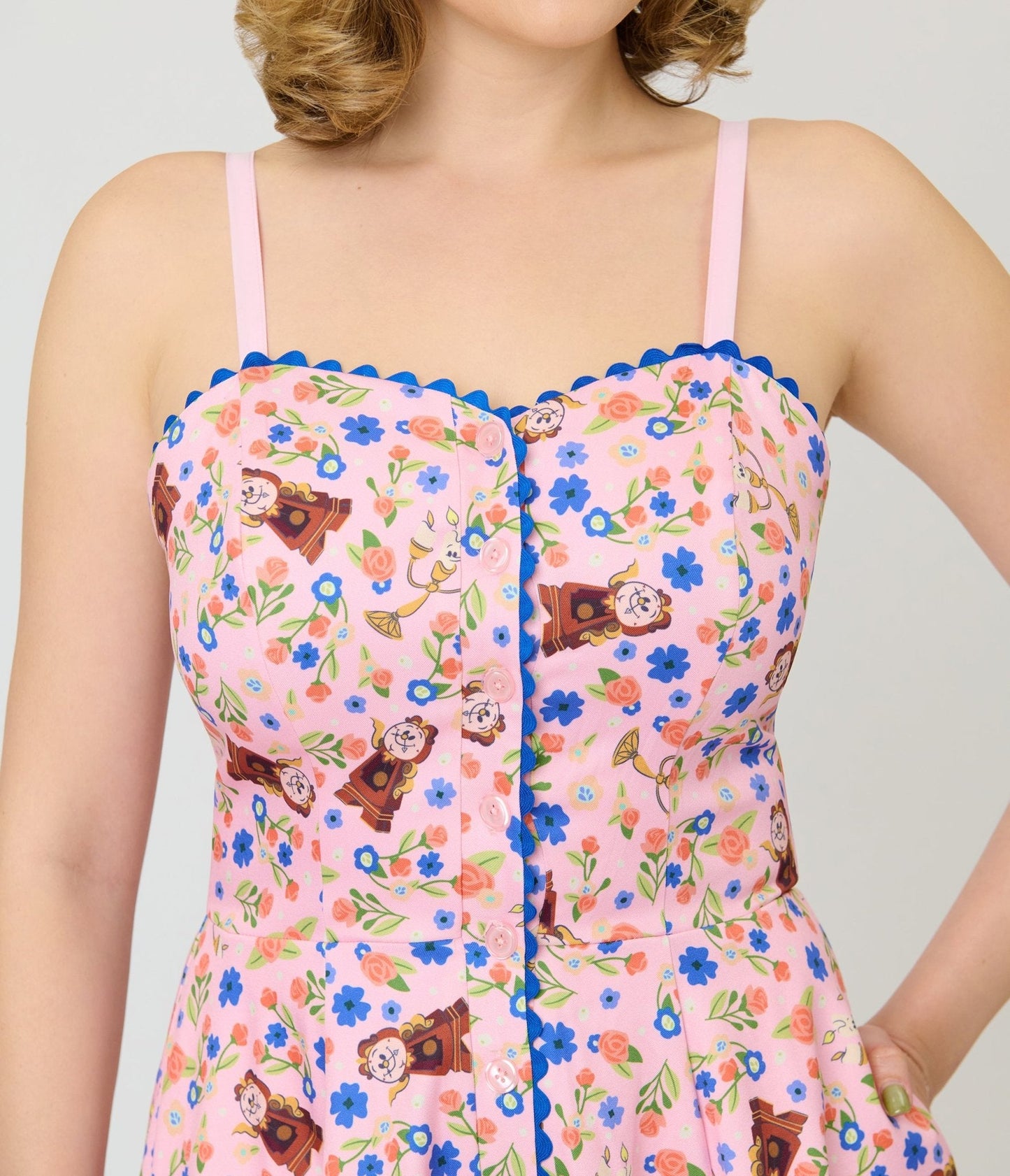 Disney Beauty & The Beast Collection by Unique Vintage Lumiere & Cogsworth Sweetheart Skirted Romper