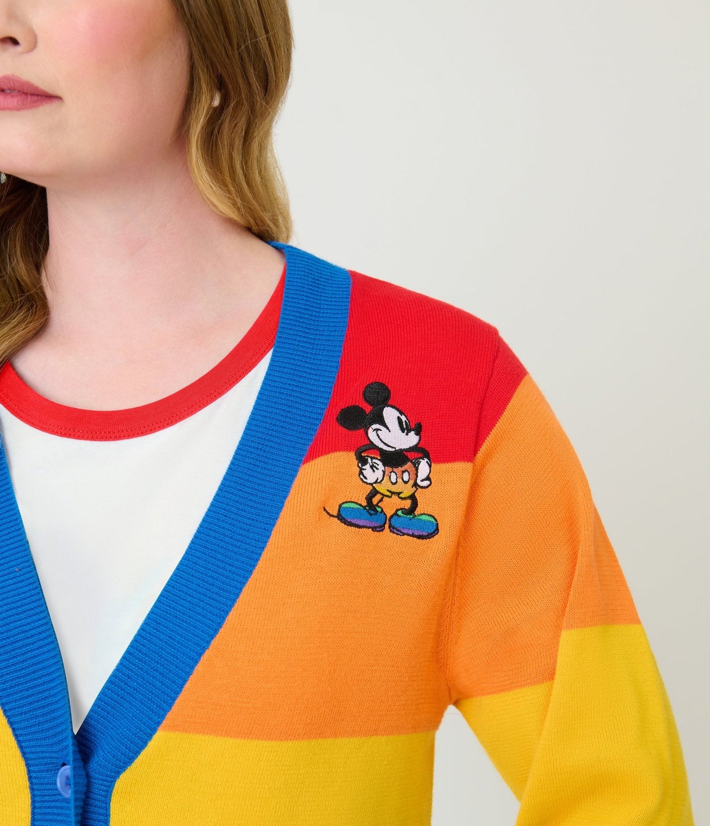 Disney Pride Collection by Unique Vintage Rainbow Mickey Button Cardigan