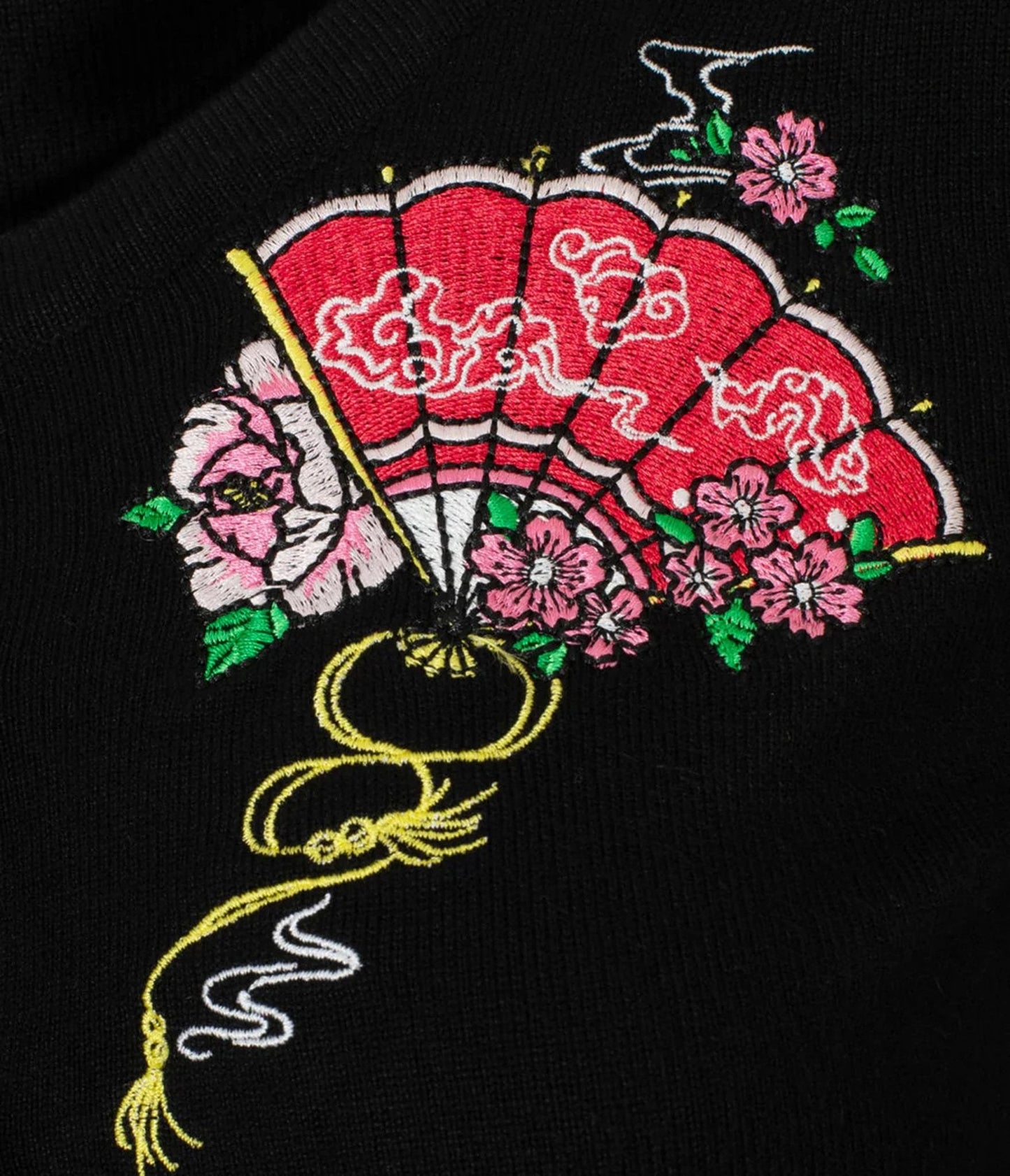 Hell Bunny Black Fan & Floral Embroidered Yuna Cardigan
