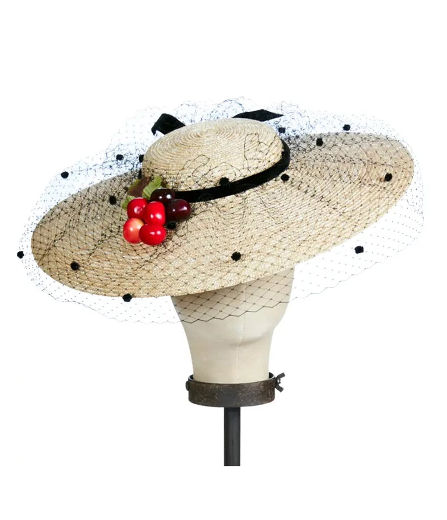 Kathy Jeanne Straw & Cherry Platter Fascinator