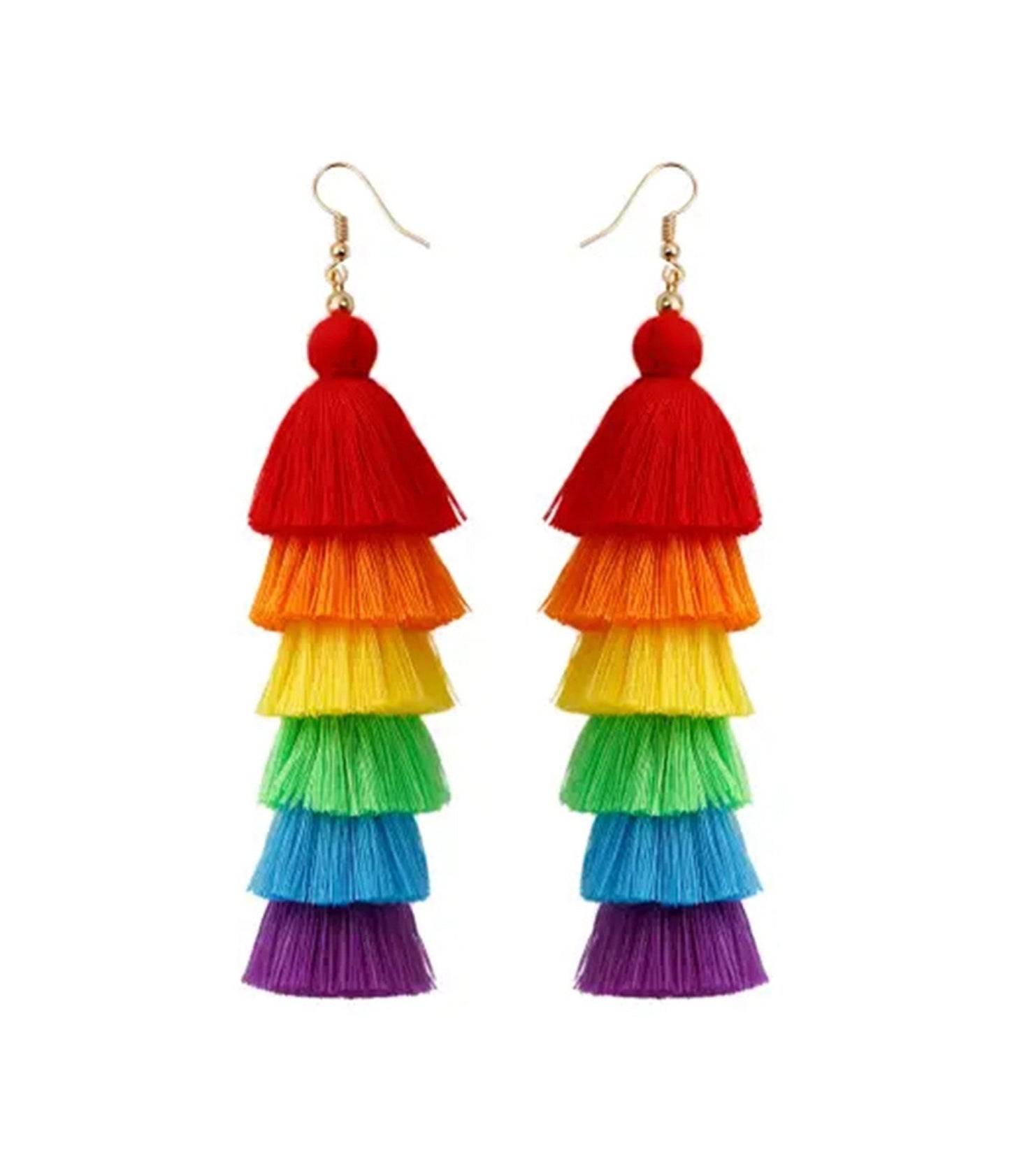 Rainbow Tiered Tassel Earrings