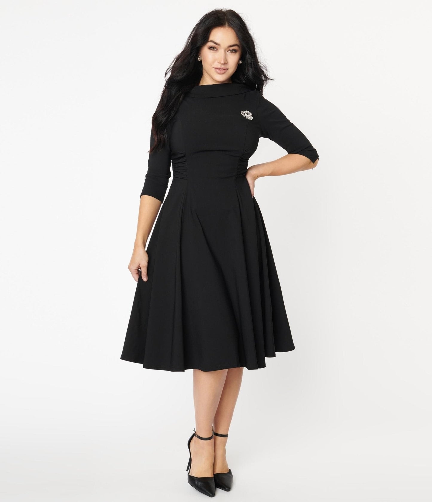 Unique Vintage Black Nicola Swing Dress