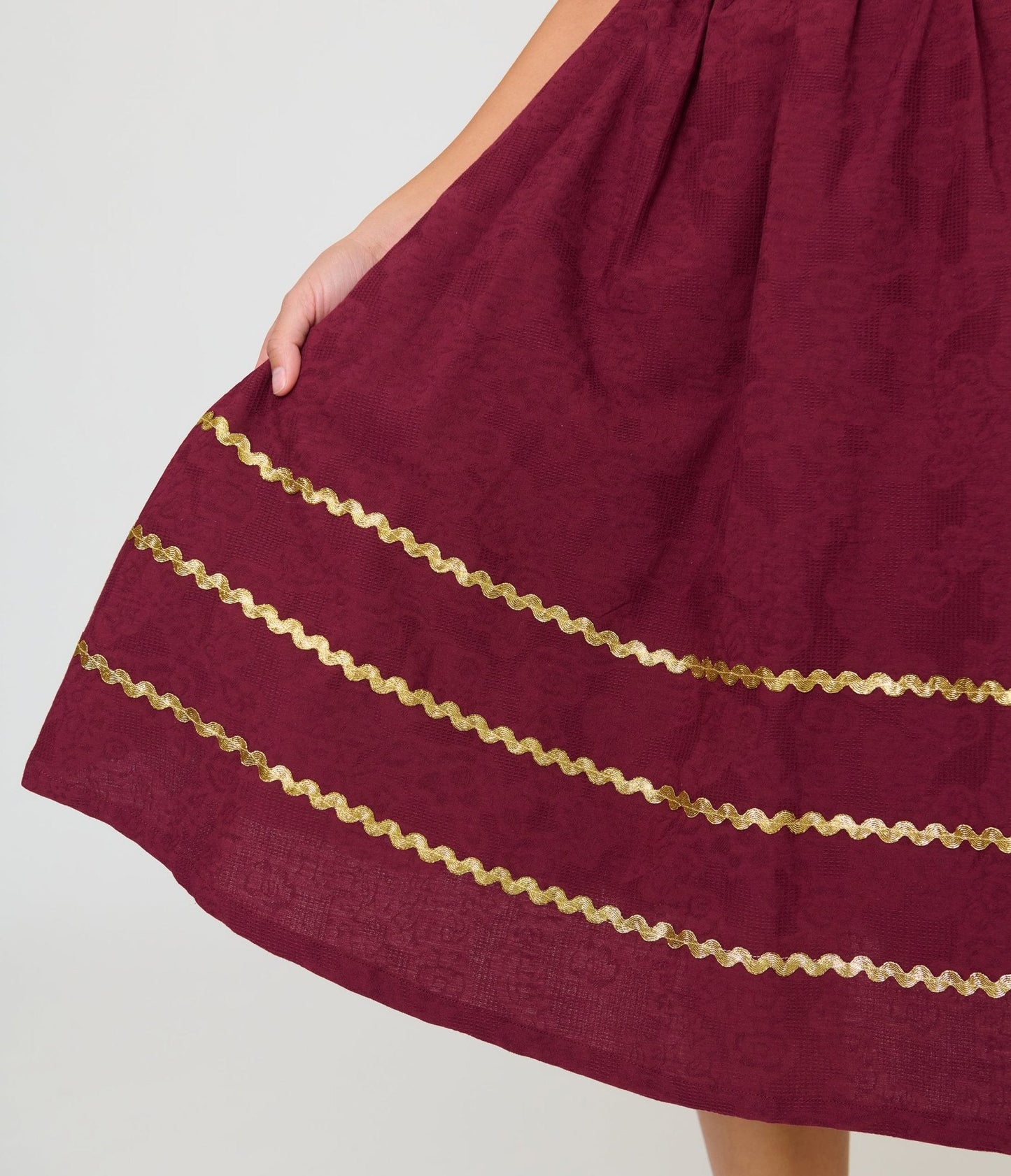 Unique Vintage Burgundy Celestial Pin Swing Dress