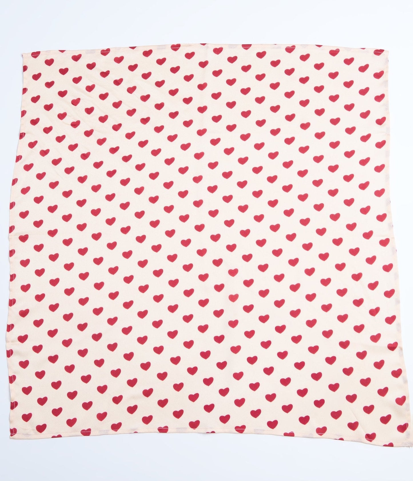 Unique Vintage Ivory & Red Hearts Hair Scarf