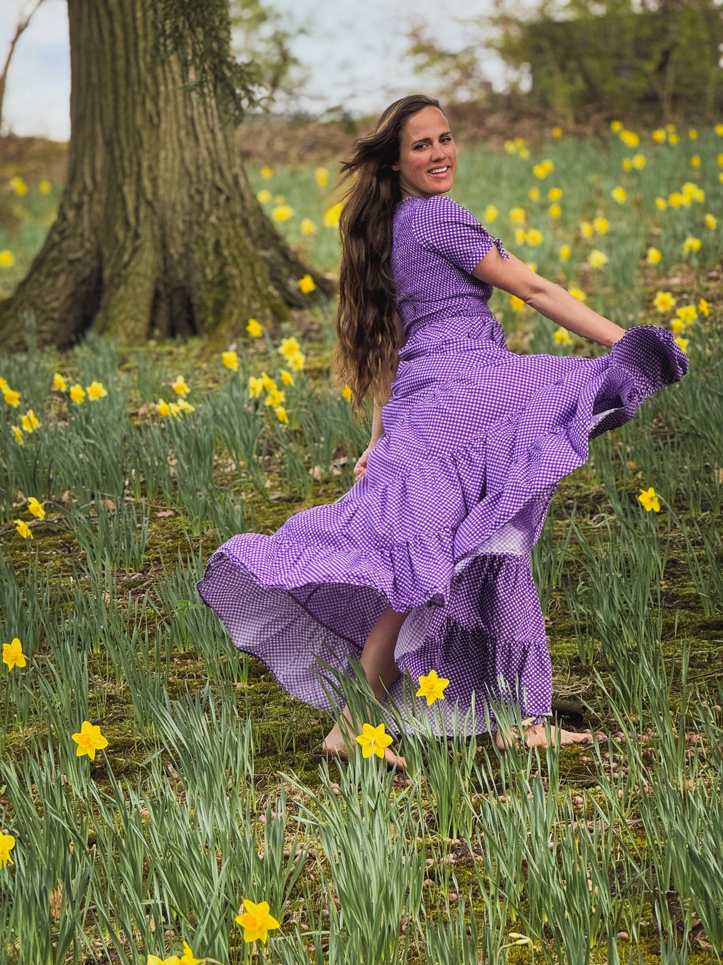 Morning Glory Gingham ~ five-tiered Nightingale Dress