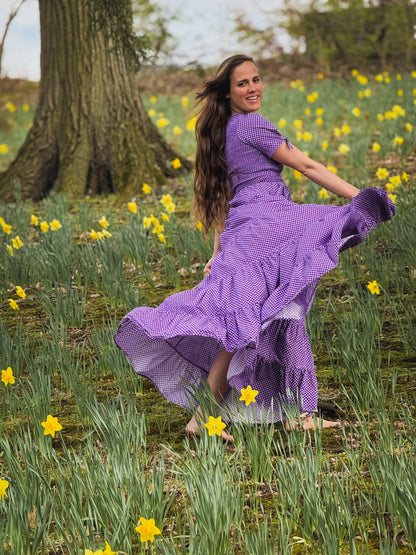 Morning Glory Gingham ~ five-tiered Nightingale Dress