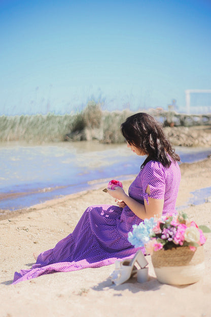 Morning Glory Gingham ~ five-tiered Nightingale Dress