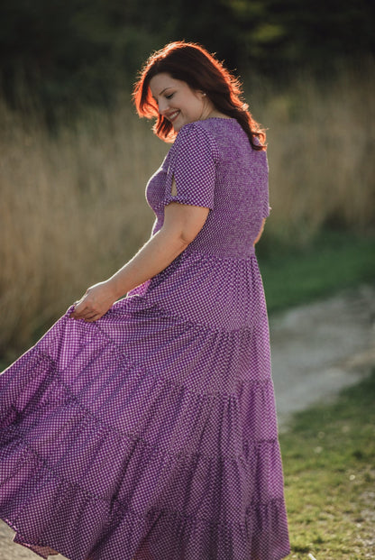 Morning Glory Gingham ~ five-tiered Nightingale Dress