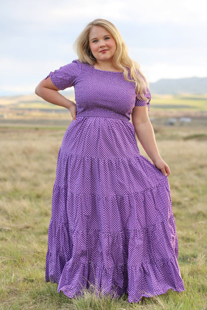 Morning Glory Gingham ~ five-tiered Nightingale Dress