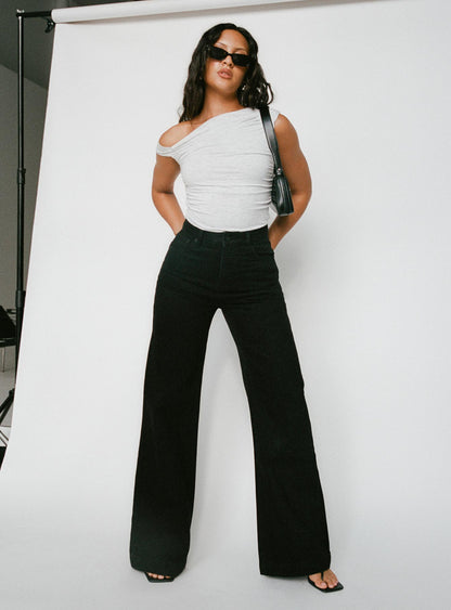 Goldie High Rise Wide Leg Jeans Black Petite