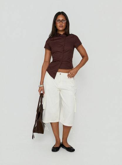 Hudsen Longline Cargo Shorts Cream