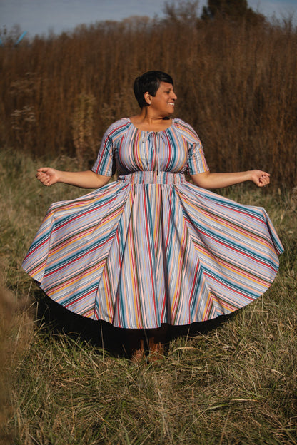 Painterly Pinstripes ~ Folklore Dress