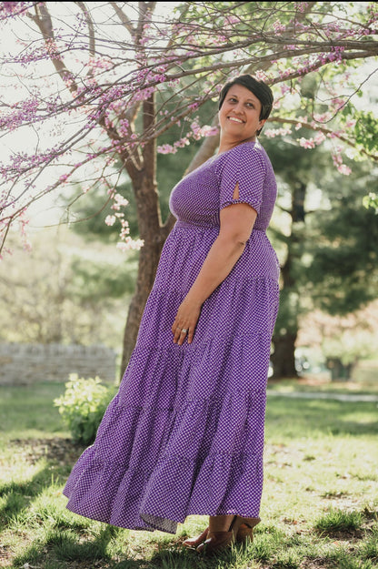 Morning Glory Gingham ~ five-tiered Nightingale Dress