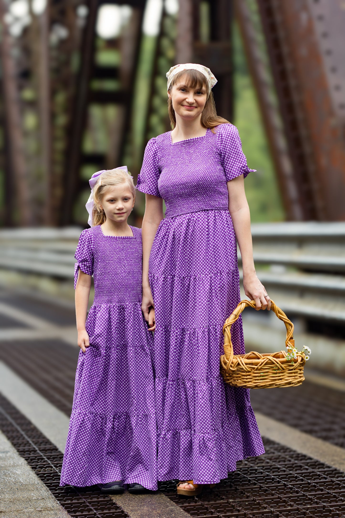 Morning Glory Gingham ~ five-tiered Nightingale Dress