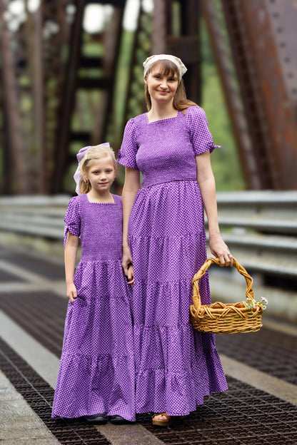 Morning Glory Gingham ~ five-tiered Nightingale Dress