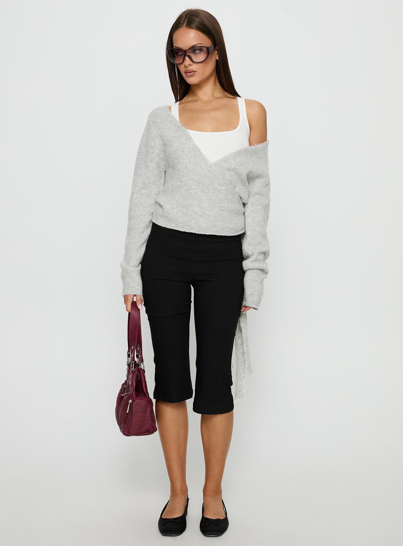 Tonee Wrap Knit Cardigan Grey