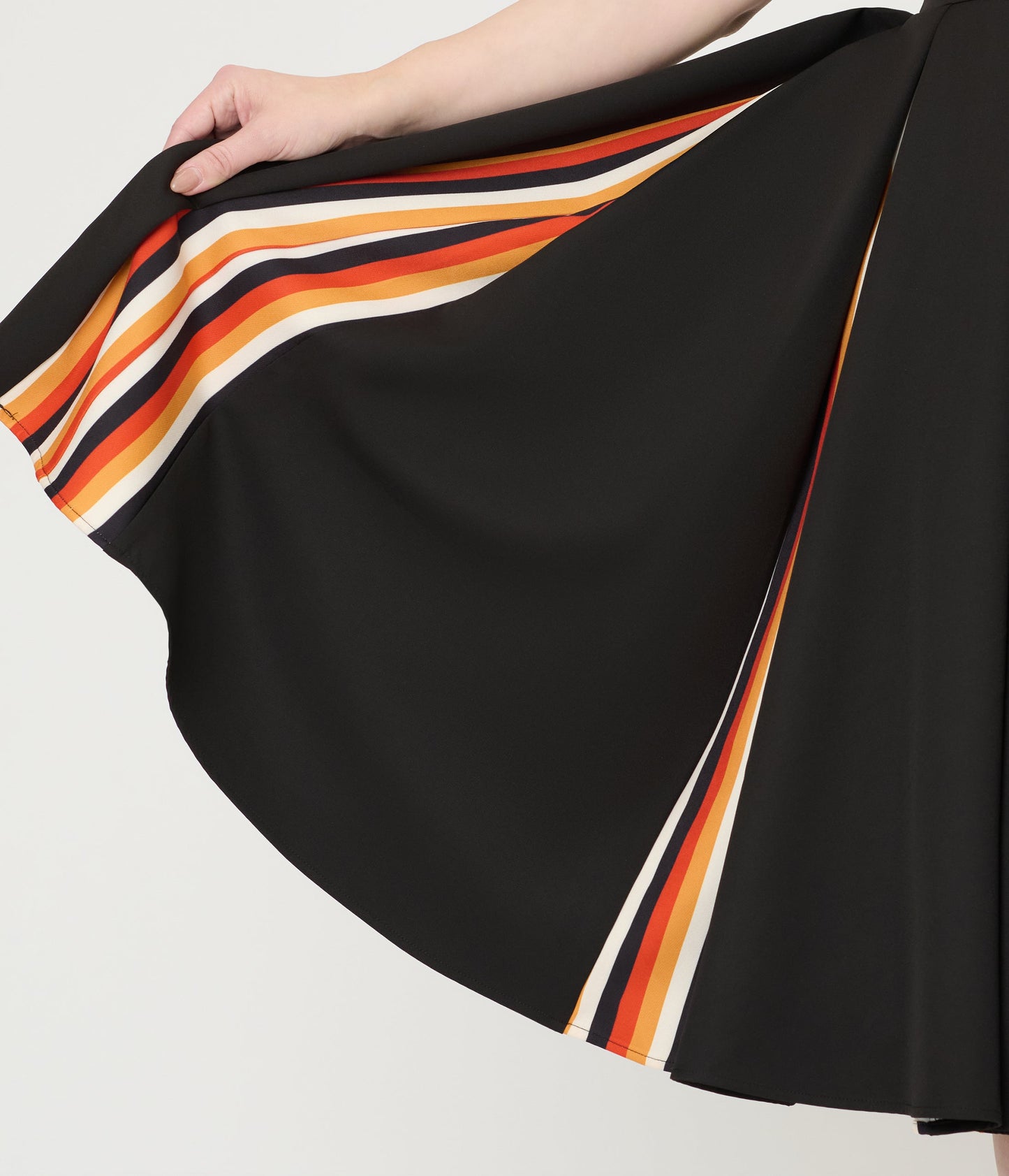 Unique Vintage Black Halloween Stripe Swing Dress