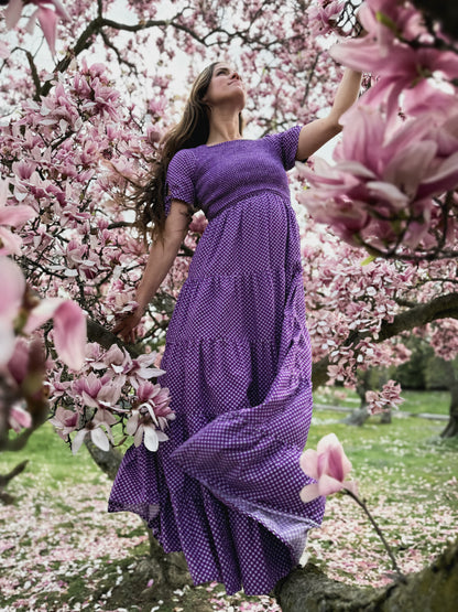 Morning Glory Gingham ~ five-tiered Nightingale Dress