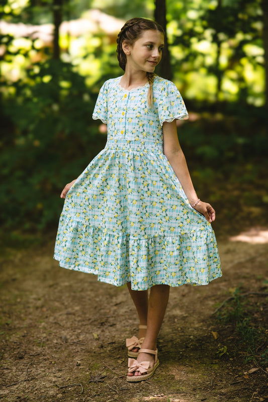 Little Lemon Gingham ~ Mini Keepsake Dress