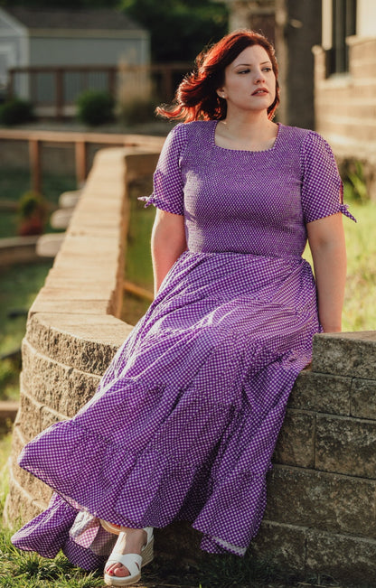 Morning Glory Gingham ~ five-tiered Nightingale Dress