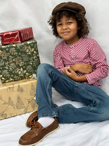 Cranberry Gingham ~ Boy’s Lionheart Henley