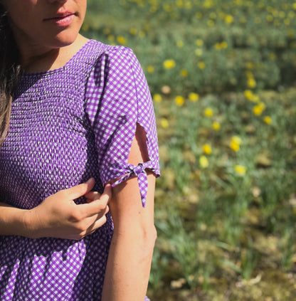 Morning Glory Gingham ~ five-tiered Nightingale Dress