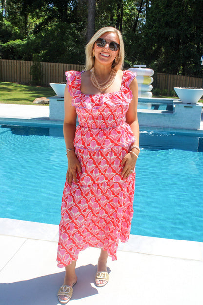 Bright Block Print Maxi Skirt