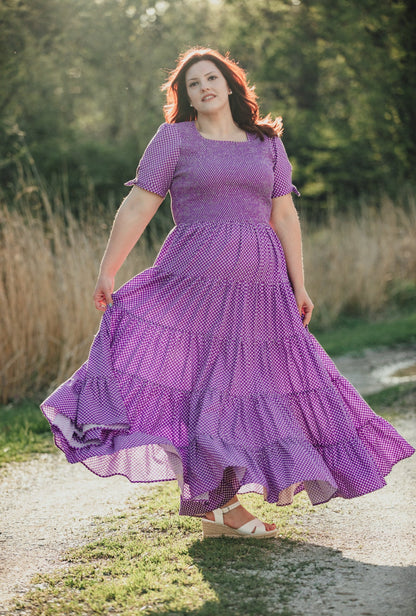 Morning Glory Gingham ~ five-tiered Nightingale Dress