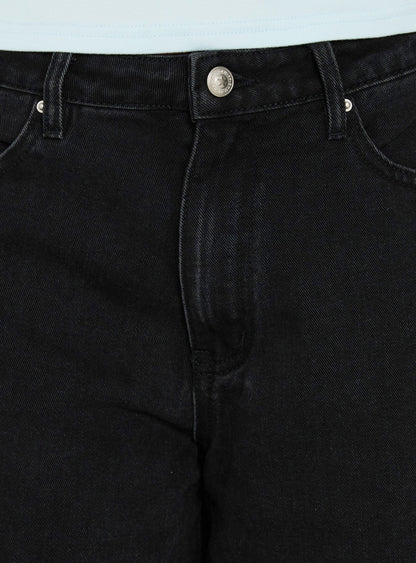 Naylor Mid Rise Wide Leg Jeans Washed Black Denim