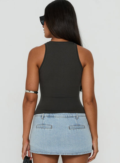 Solanah Knit Tank Top Charcoal