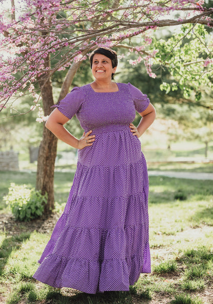 Morning Glory Gingham ~ five-tiered Nightingale Dress