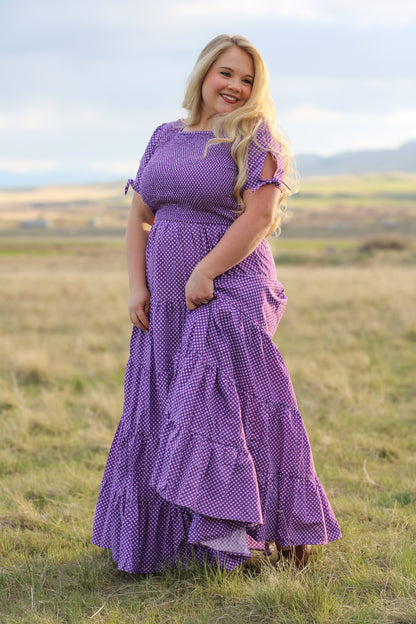 Morning Glory Gingham ~ five-tiered Nightingale Dress