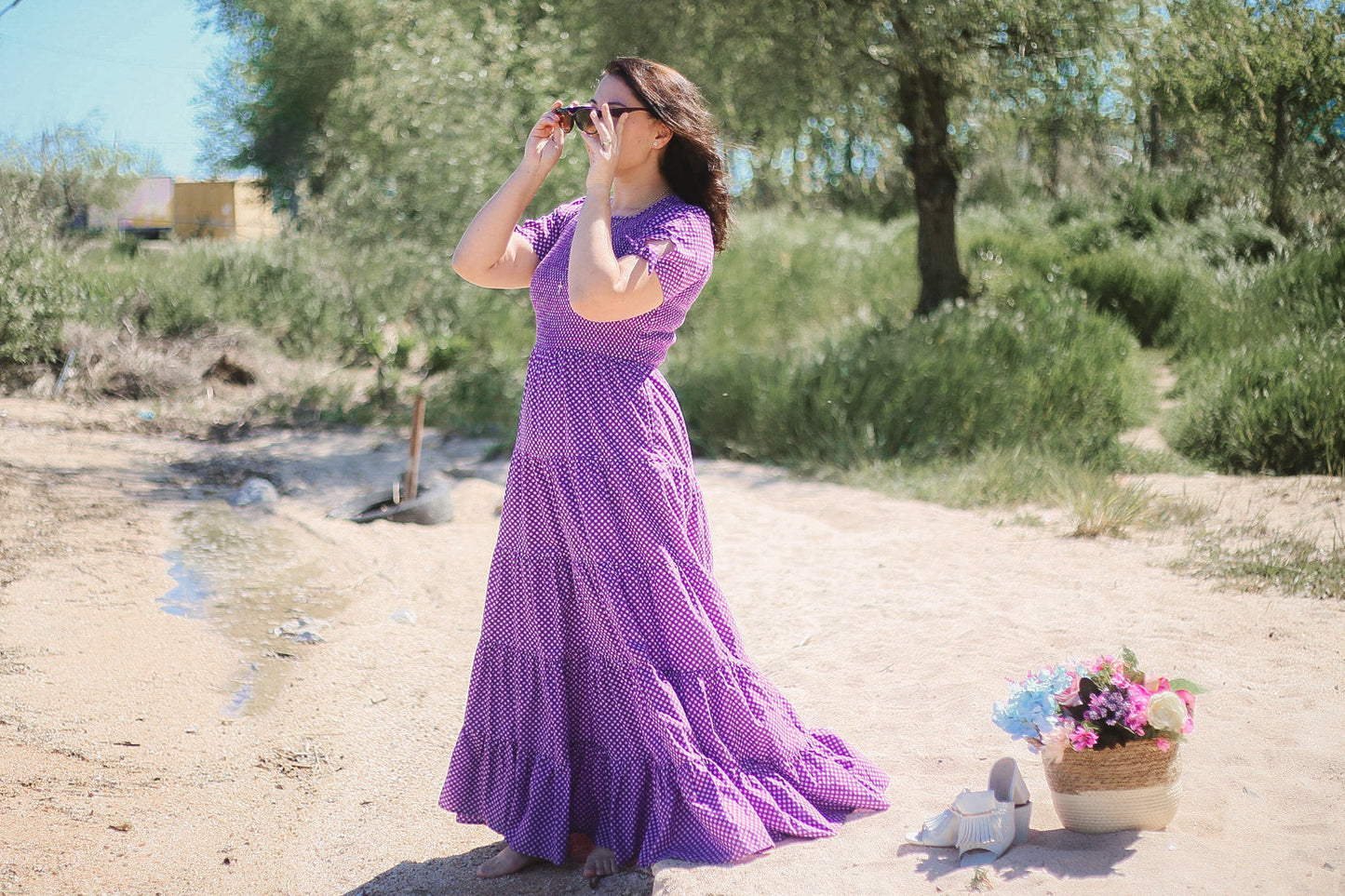 Morning Glory Gingham ~ five-tiered Nightingale Dress