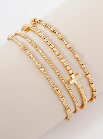 Lena Cross Accents Bracelet Set – 4 Pieces