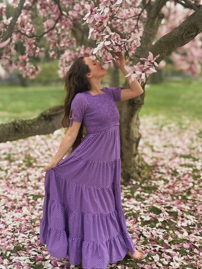 Morning Glory Gingham ~ five-tiered Nightingale Dress