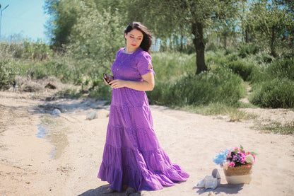 Morning Glory Gingham ~ five-tiered Nightingale Dress