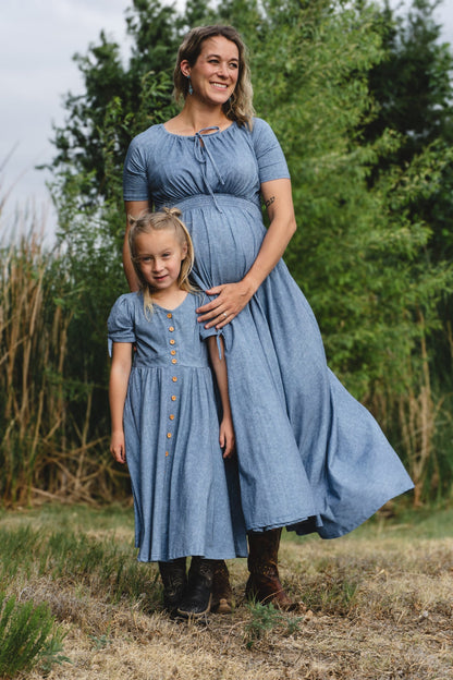 Shenandoah Chambray ~ Mini Hearthside Dress