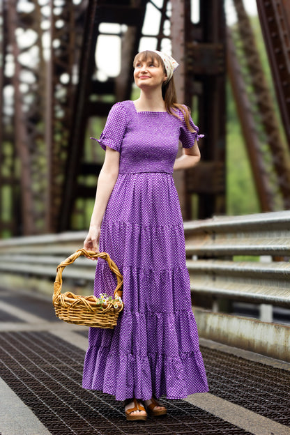Morning Glory Gingham ~ five-tiered Nightingale Dress