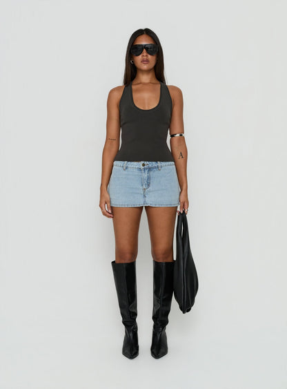 Solanah Knit Tank Top Charcoal