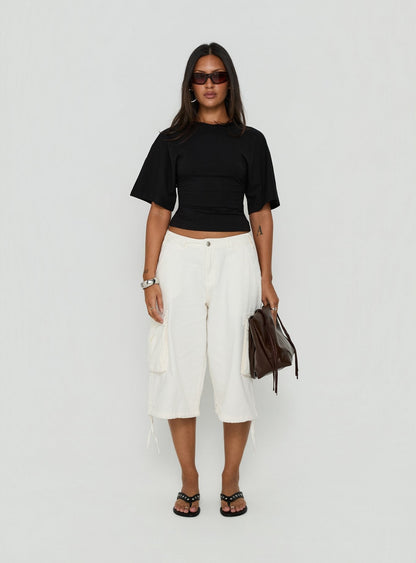 Nakota V Neck Cinched Tee Black