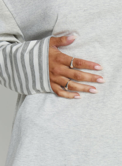 Ryann Long Sleeve Layered Top Grey / White Stripe