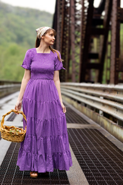 Morning Glory Gingham ~ five-tiered Nightingale Dress