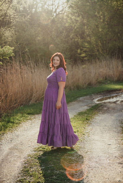 Morning Glory Gingham ~ five-tiered Nightingale Dress