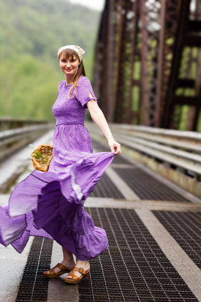 Morning Glory Gingham ~ five-tiered Nightingale Dress