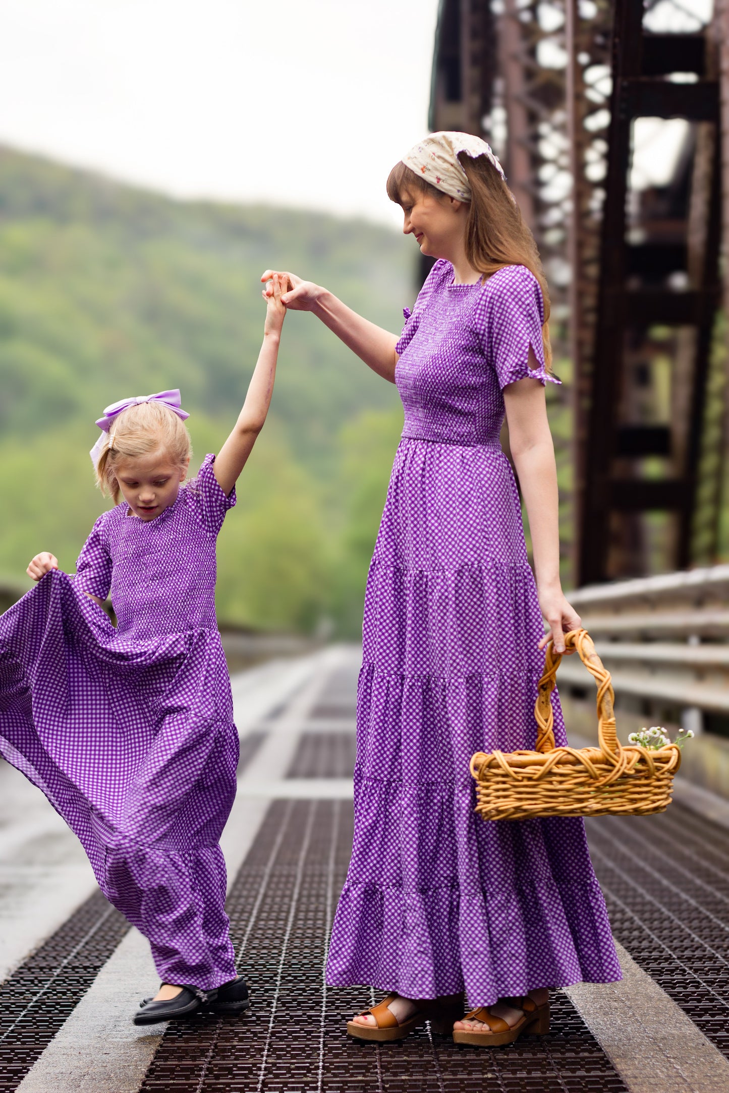 Morning Glory Gingham ~ five-tiered Nightingale Dress