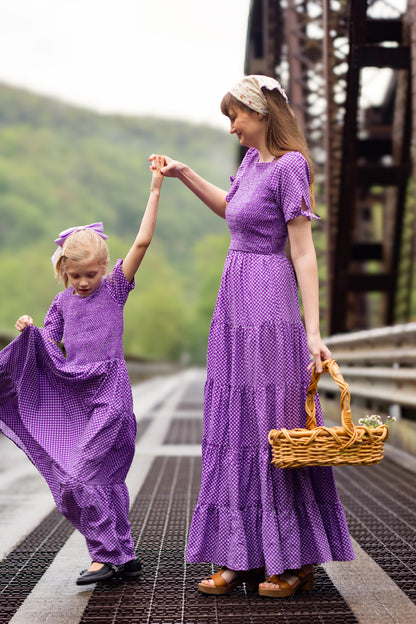 Morning Glory Gingham ~ five-tiered Nightingale Dress