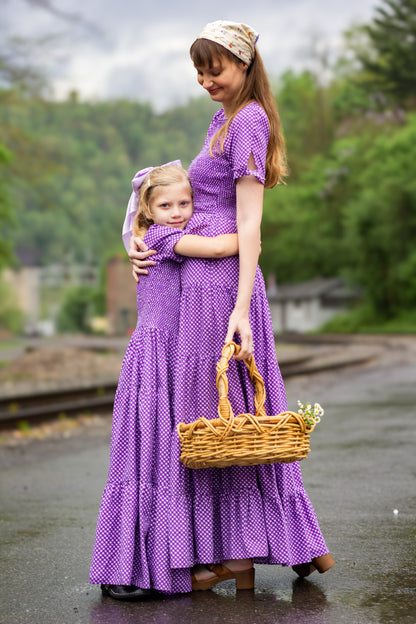 Morning Glory Gingham ~ five-tiered Nightingale Dress
