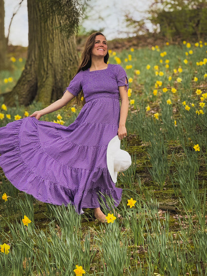 Morning Glory Gingham ~ five-tiered Nightingale Dress
