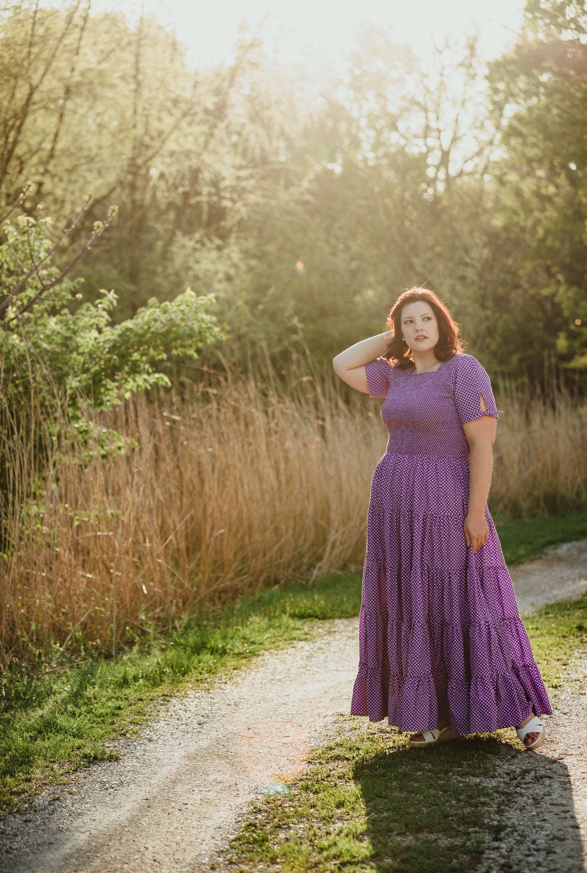 Morning Glory Gingham ~ five-tiered Nightingale Dress